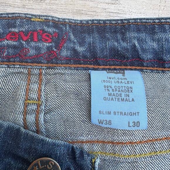 Levi’s Red Collection Jeans Y2K Slim Straight Sz 36x30 Faded Stretch Casual - Picture 12 of 12